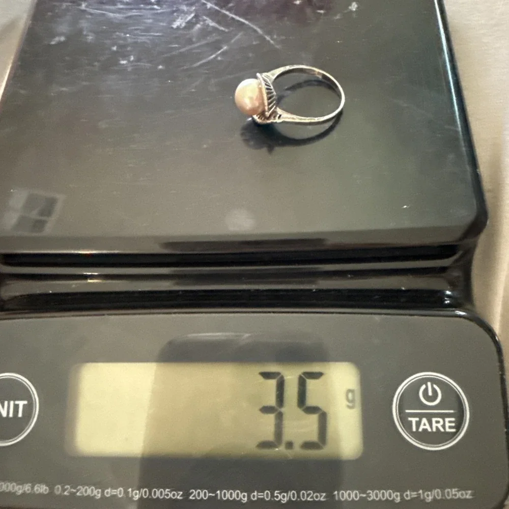 Vintage 925 Sterling Silver Clam Shell Pearl Ring Mid Century Fluted Bypass